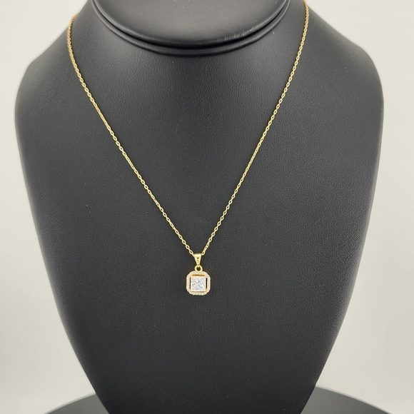 Jewelry - 925 Sterling Silver Square Gemstone Necklace – Dainty Minimalist Jewelry